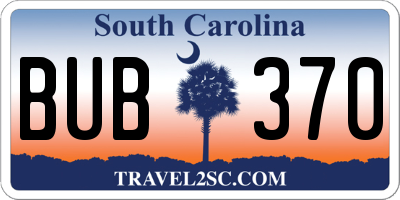 SC license plate BUB370