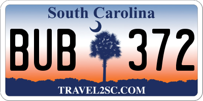 SC license plate BUB372