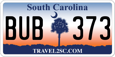 SC license plate BUB373