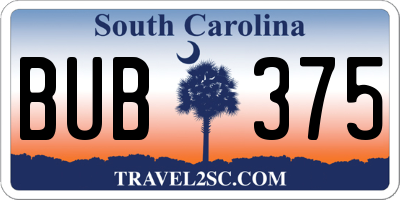 SC license plate BUB375