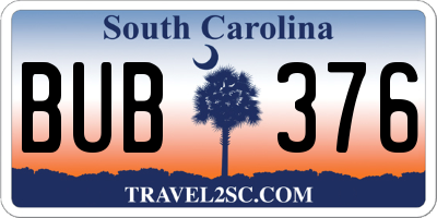 SC license plate BUB376