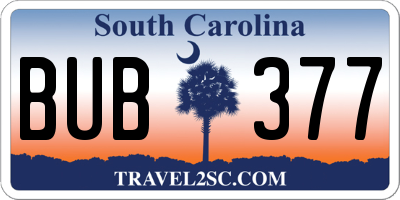 SC license plate BUB377