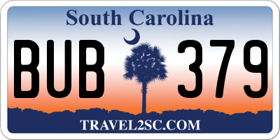 SC license plate BUB379