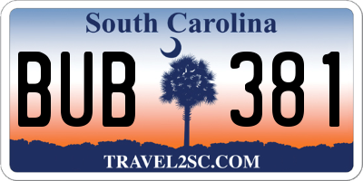 SC license plate BUB381