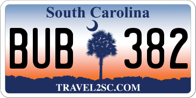SC license plate BUB382