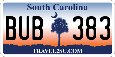 SC license plate BUB383
