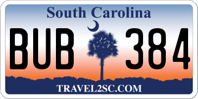 SC license plate BUB384