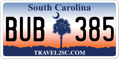 SC license plate BUB385
