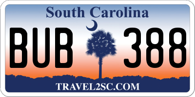 SC license plate BUB388