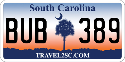 SC license plate BUB389
