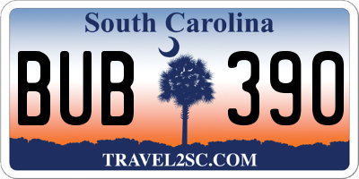 SC license plate BUB390