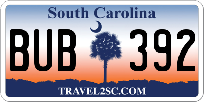 SC license plate BUB392