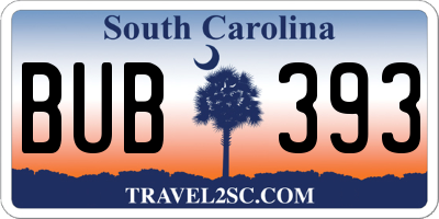 SC license plate BUB393