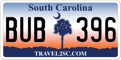 SC license plate BUB396