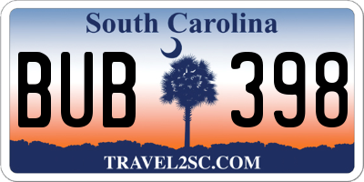 SC license plate BUB398