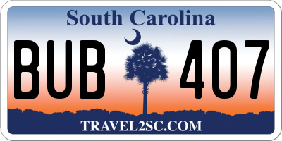 SC license plate BUB407