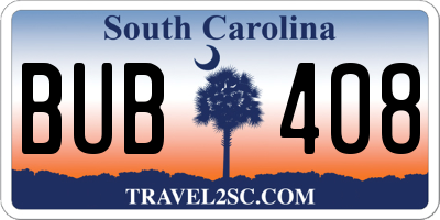 SC license plate BUB408