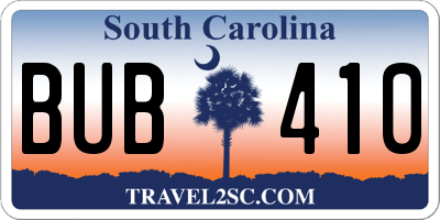 SC license plate BUB410