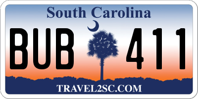 SC license plate BUB411