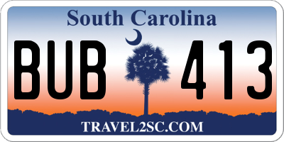 SC license plate BUB413