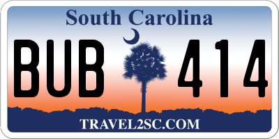 SC license plate BUB414