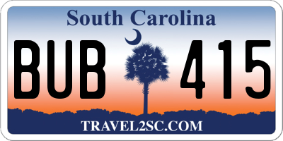 SC license plate BUB415