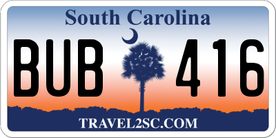 SC license plate BUB416
