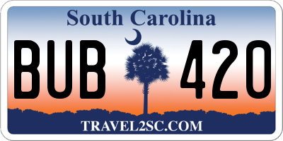 SC license plate BUB420