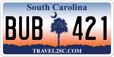 SC license plate BUB421