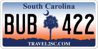 SC license plate BUB422