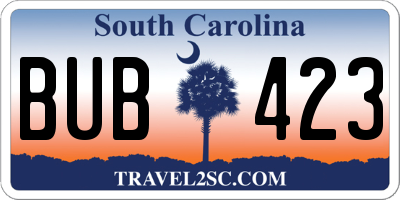 SC license plate BUB423