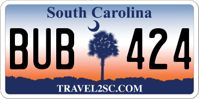 SC license plate BUB424