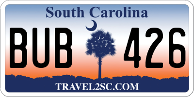 SC license plate BUB426