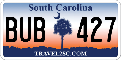 SC license plate BUB427