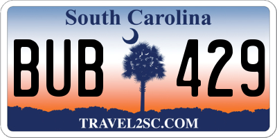 SC license plate BUB429