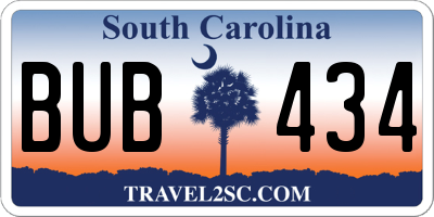 SC license plate BUB434