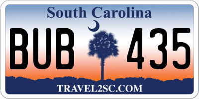 SC license plate BUB435