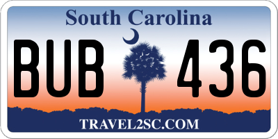 SC license plate BUB436