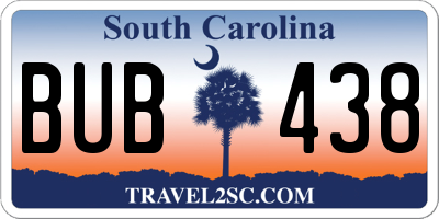 SC license plate BUB438
