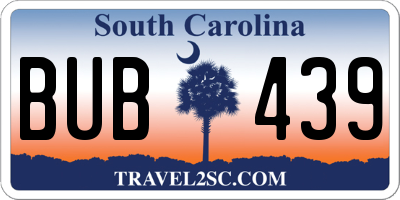 SC license plate BUB439