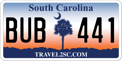 SC license plate BUB441