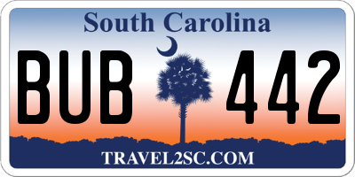 SC license plate BUB442
