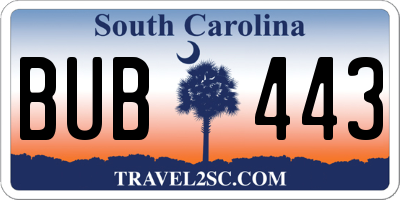 SC license plate BUB443