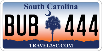 SC license plate BUB444