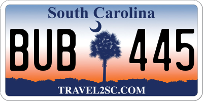 SC license plate BUB445