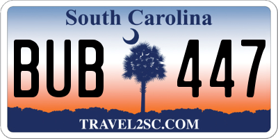 SC license plate BUB447