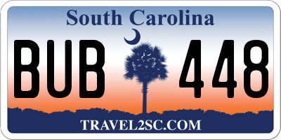 SC license plate BUB448