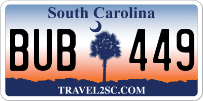SC license plate BUB449