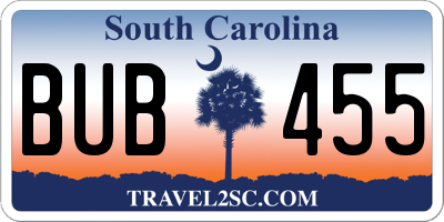 SC license plate BUB455