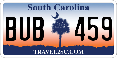 SC license plate BUB459